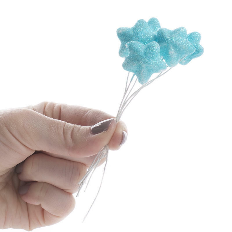 Individual Aqua Glittered Star Sprays