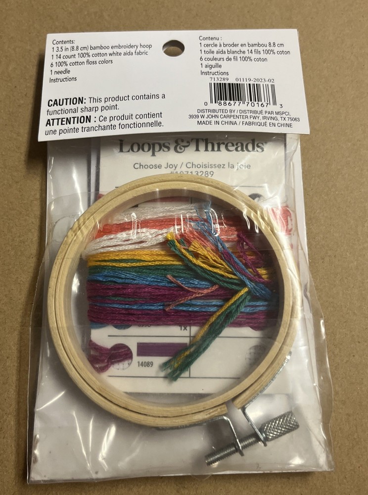 Loops & Threads Cross Stitch Kit "Choose Joy”