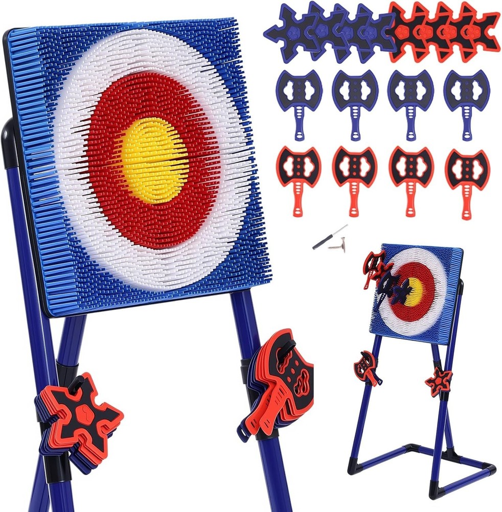 Axe Throwing Game for Backyard,Portable Bristle Target Set with 4 Axes & 4 Da...