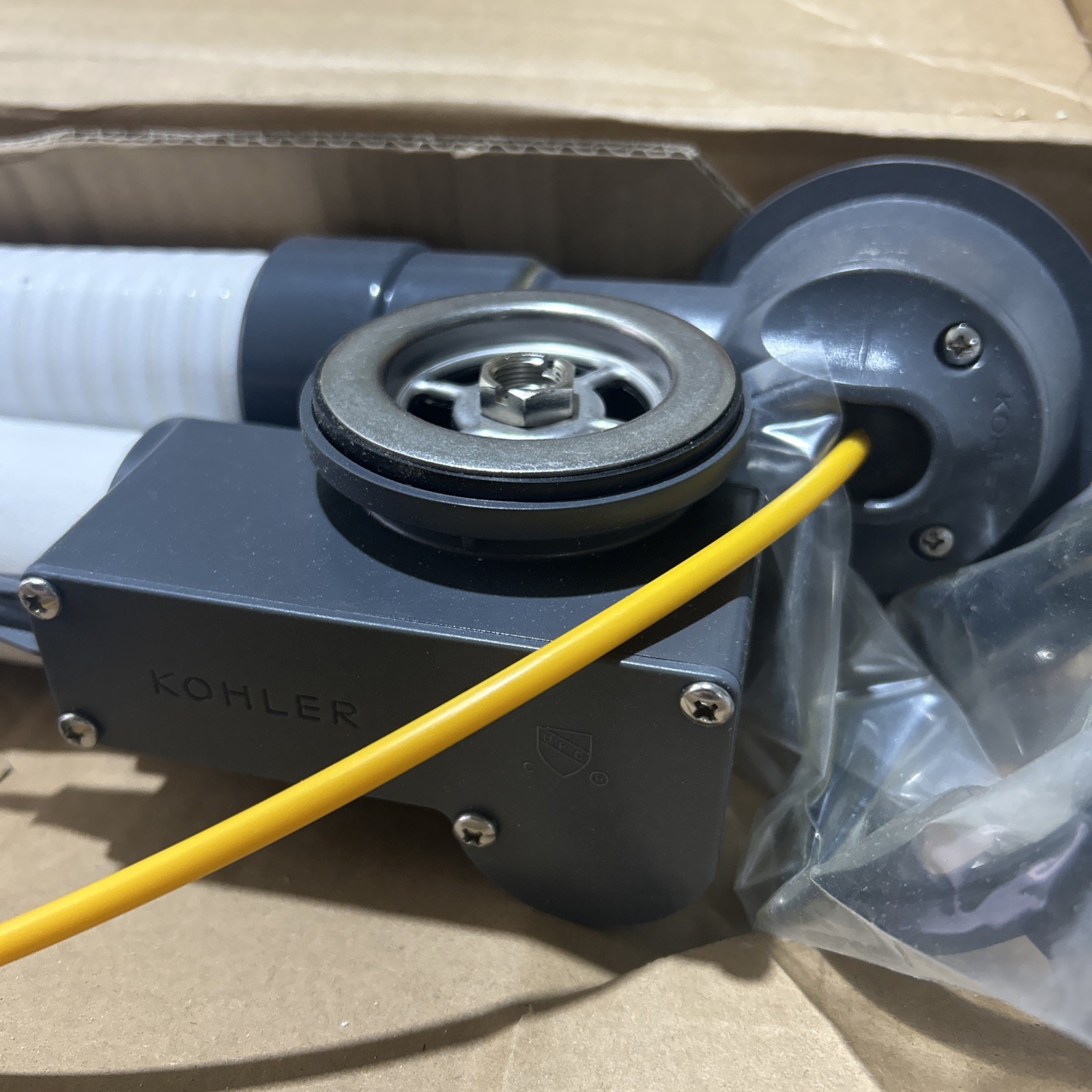 Kohler 37383-NA PureFlo PVC Rough-In Cable Bath Drain, 30" Cable with Tubing