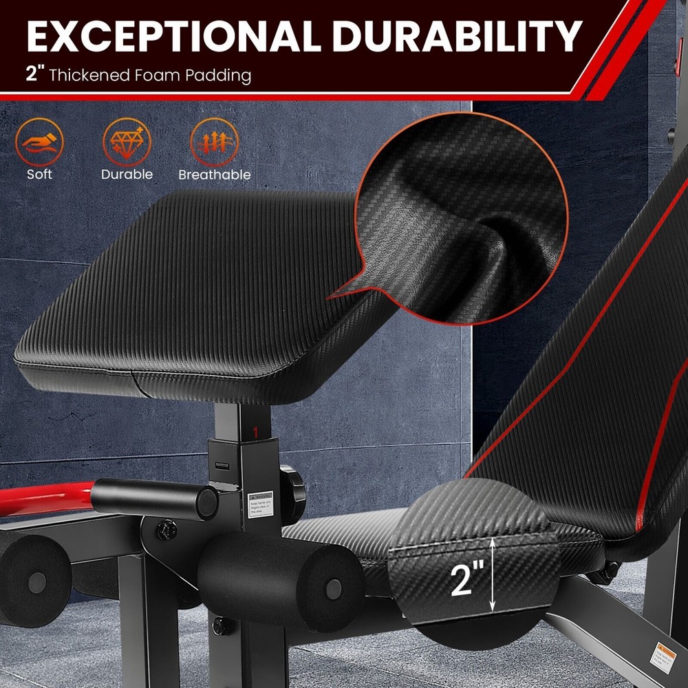 900LBS Multi-Purpose Adjustable Weight Bench Workout Bench Set with Barbel Rack