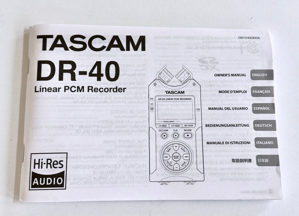 Tascam DR-40 Linear PCM Recorder