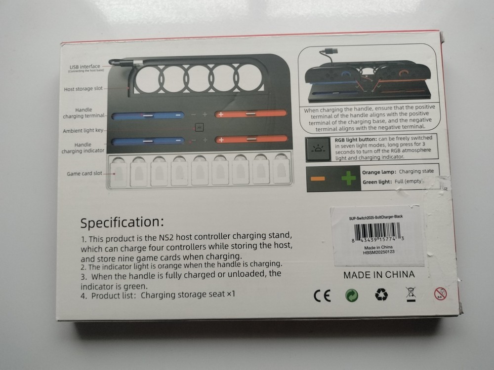Supcase NS2 Charging Dock Black for Nintendo Switch Ambient Light