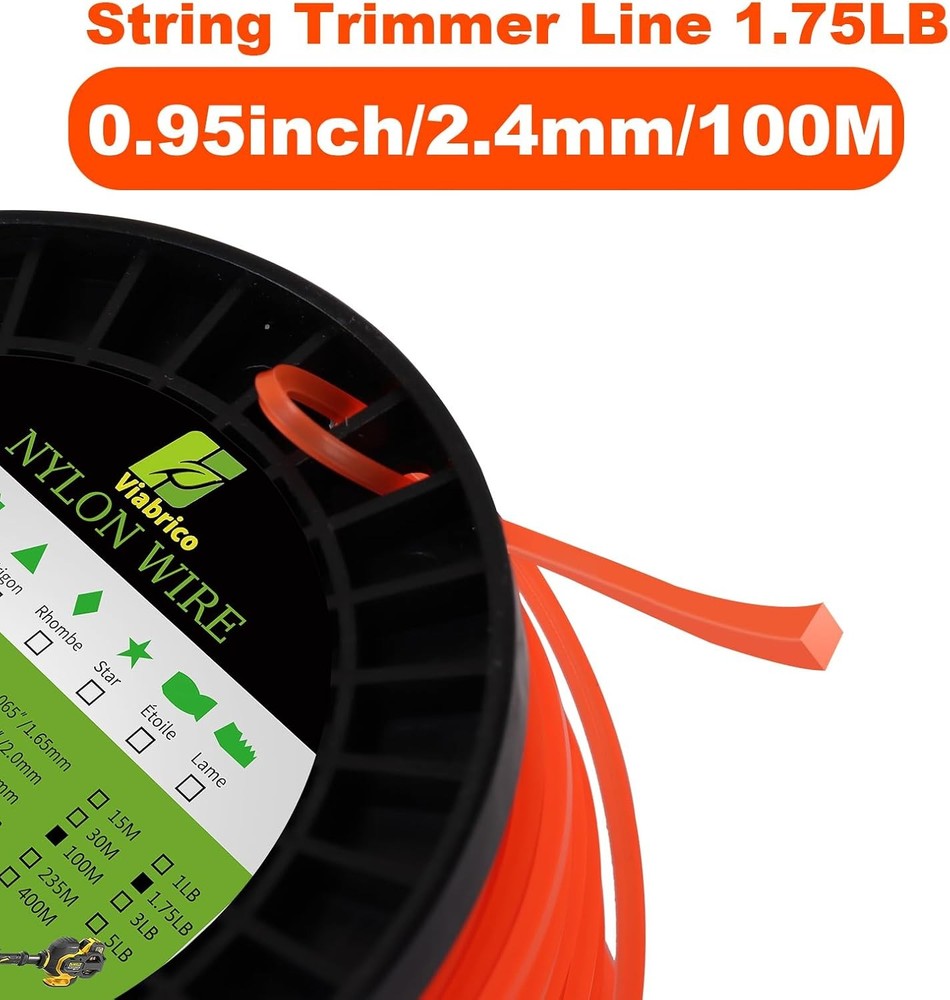 String Trimmer Line Square Orange Heavy Duty Weed Eater String Premium Nylon U