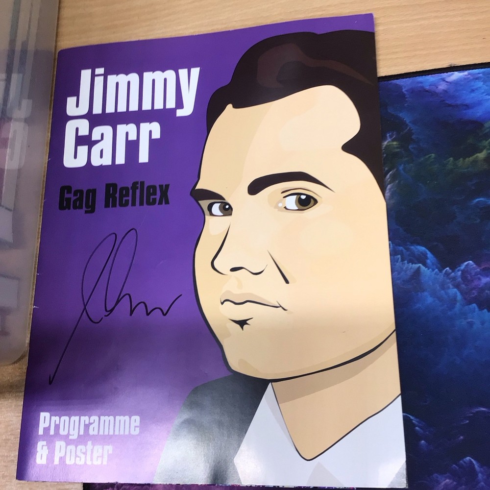 Jimmy Carr 5 Tour Programmes Set with Posters ( 3 signed programmes, 2 unsigned)