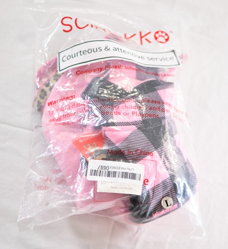 dog sweater harness size large pink/black quick release adjustable D-ring
