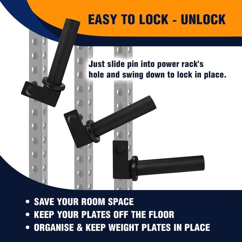 Heavy-Duty Power Rack J-Hooks & Attachments - Space-Saving Barbell Holders