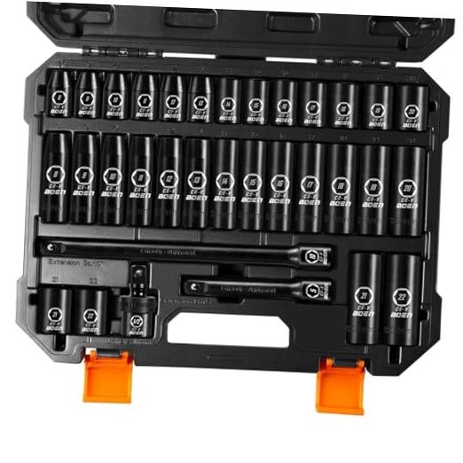 1/2" Drive Impact Socket Set, 33 Piece Deep & Shallow 33Pcs Shallow&Deep