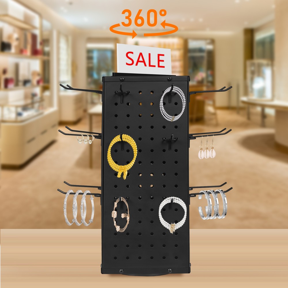 4 Sided Perforated Board Display Stand Round-bottom 360° Rotating Angle Stand