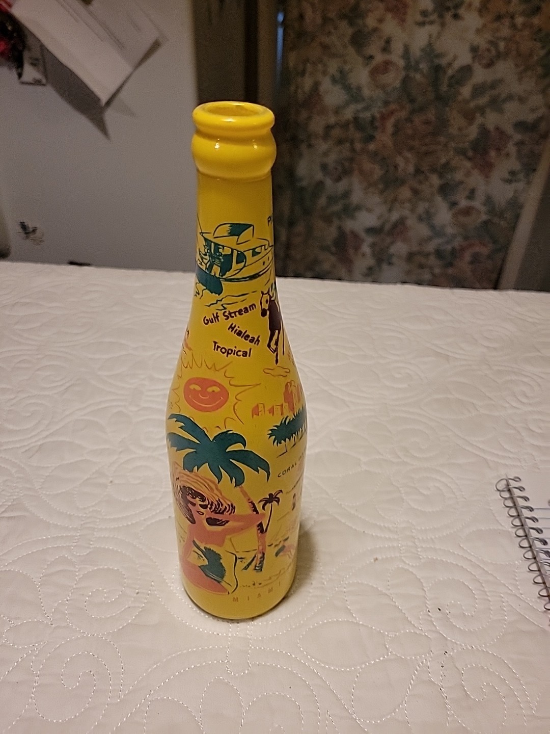 Vintage 1955 ABCB Convention Miami Bottle D-Duralas 10" Souvenir Yellow Glass