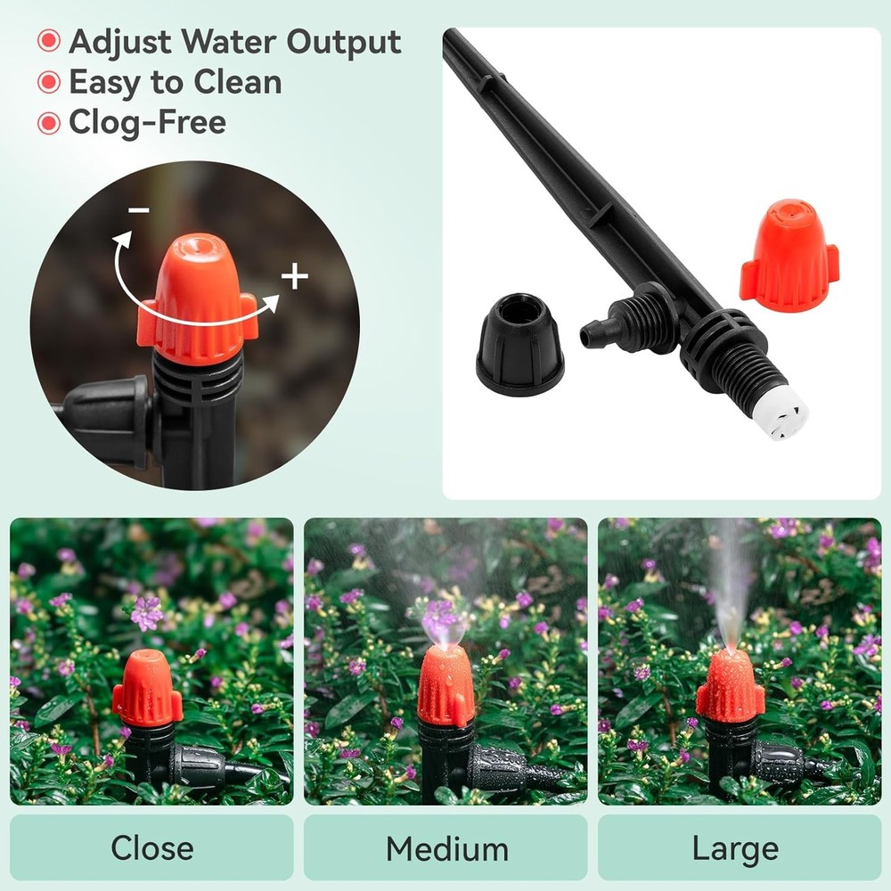 Adjustable Drip Irrigation Spray Emitters: Mist Stream Drip Emitter with Lock Ba