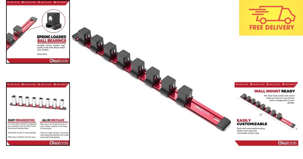 3/4-Inch Drive Impact Socket Organizer - Wall Mount, Heavy Duty Storage Solution