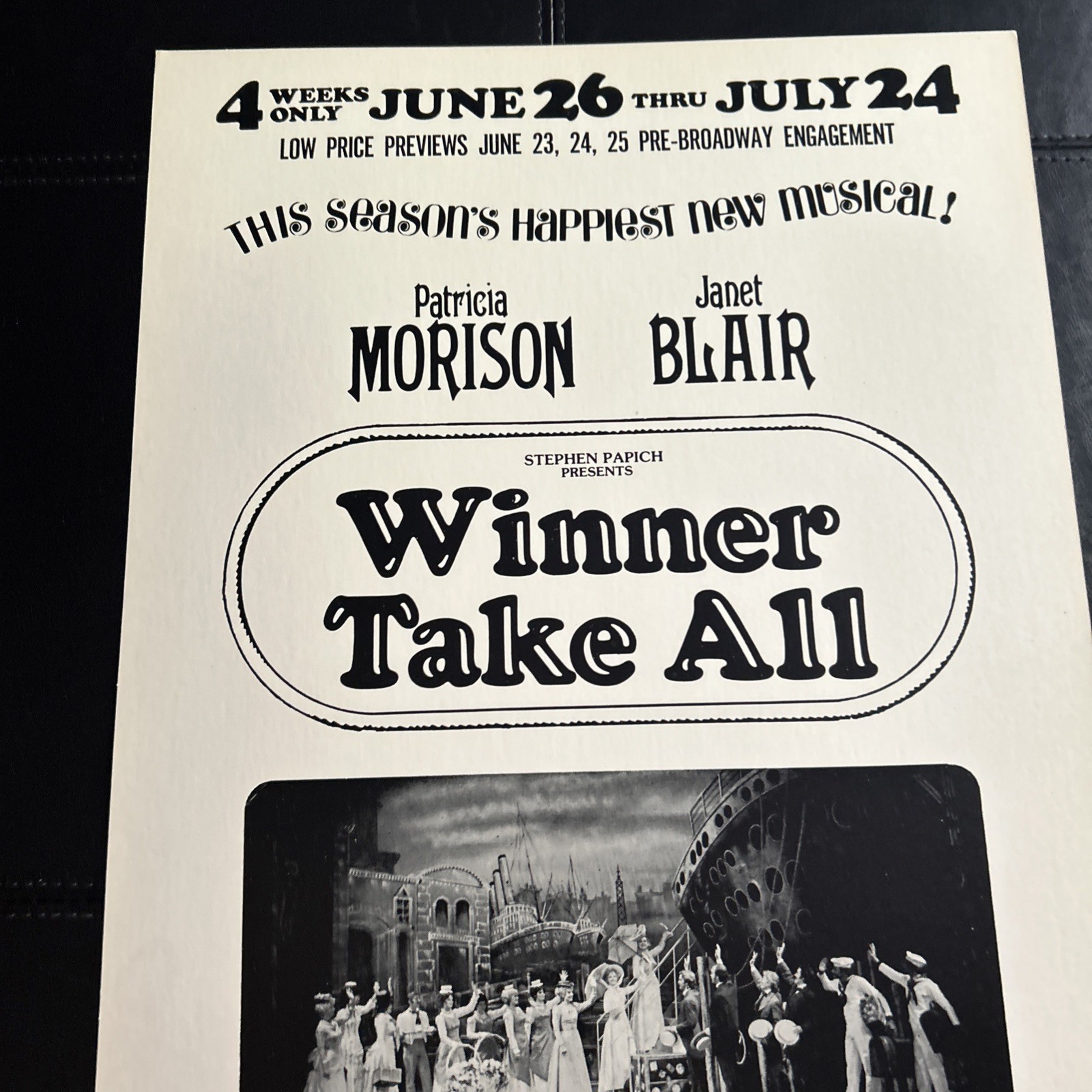 Theatre Window Card Poster Winner Take All Colonial Theatre Boston 1976