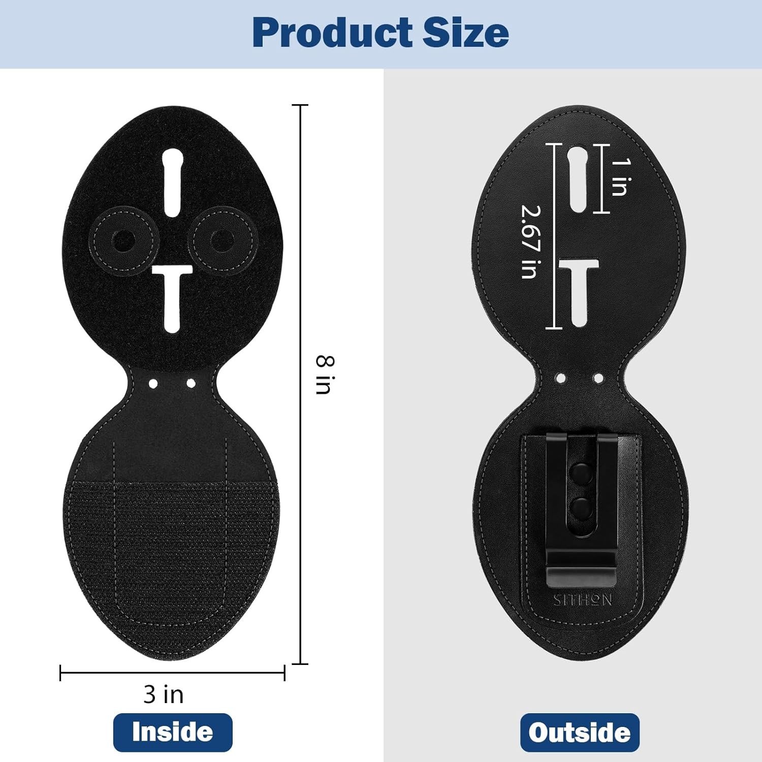 Police Badge Holder, Cowhide Law Enforcement Badge Holder with Metal Belt Clip