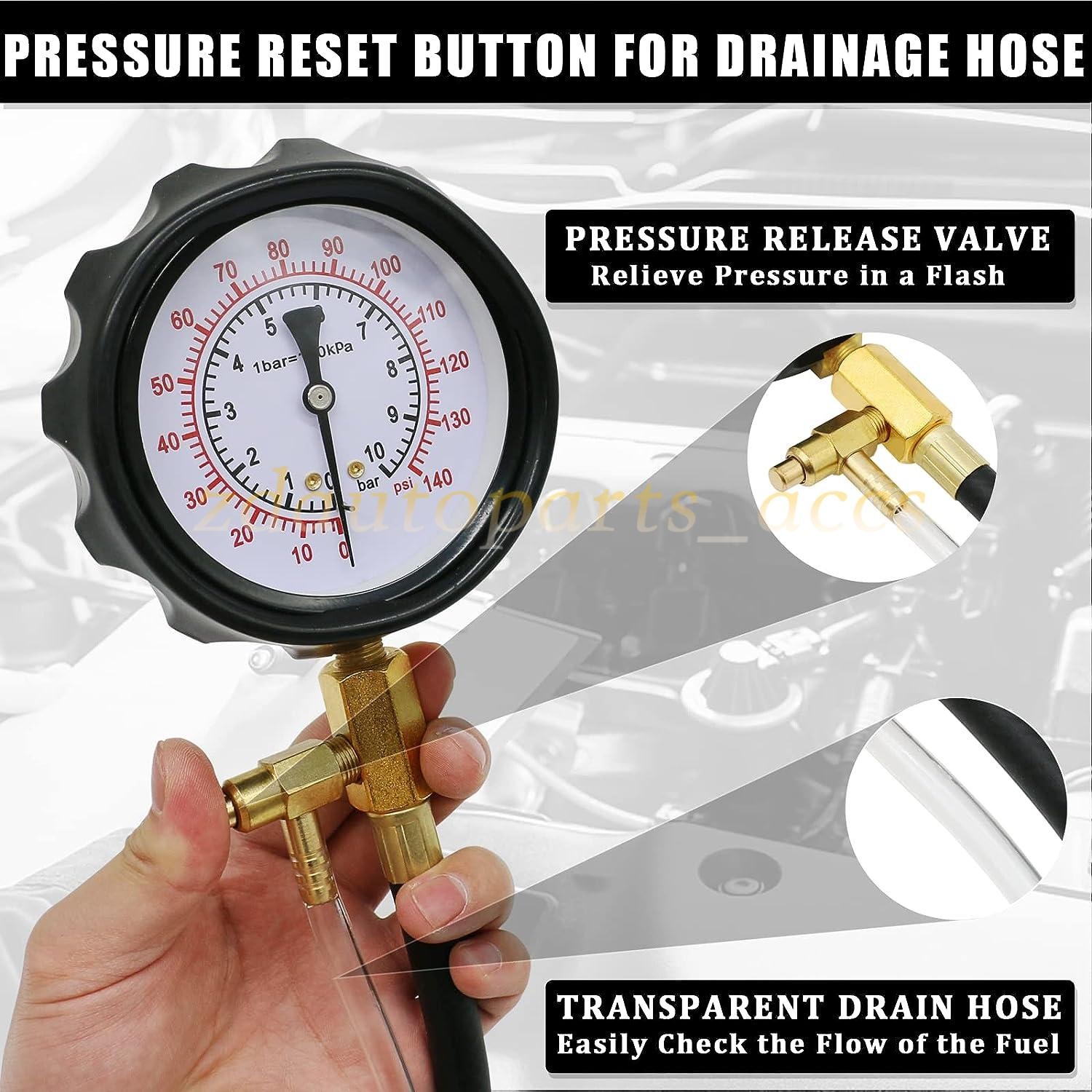 0-140 PSI Fuel Injection Pump Pressure Tester Injector Pump Pressure Gauge Set