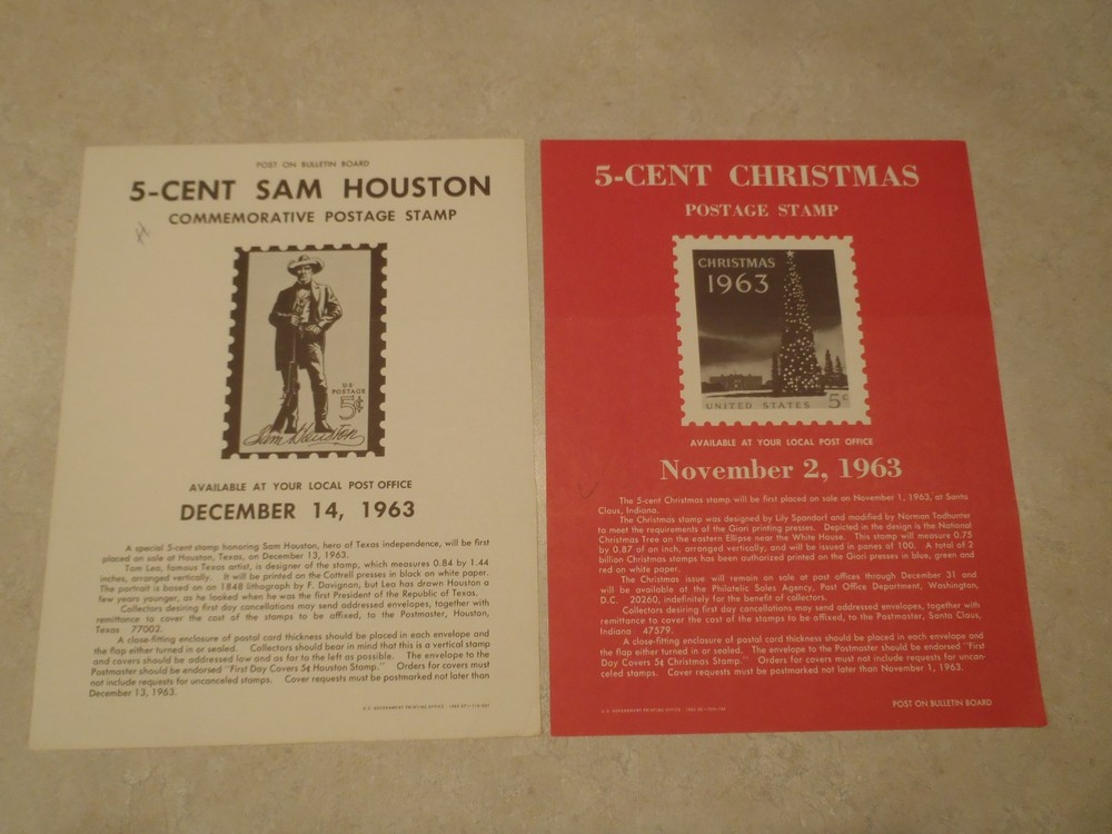 Vintage Postage Stamp Bulletin Poster Lot 1960s Post Office Air Mail 1962 1963