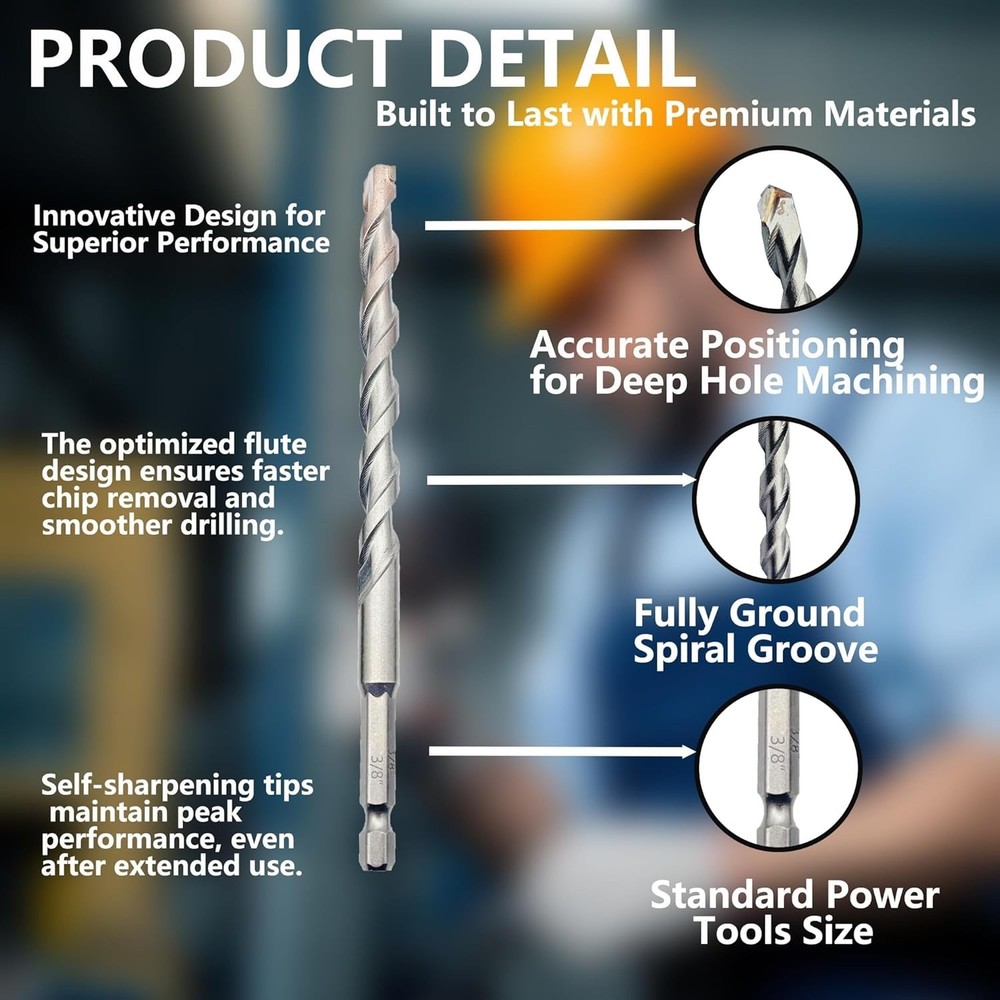 Direko 5PCS Tungsten Carbide Drill Bits for Multi-Material