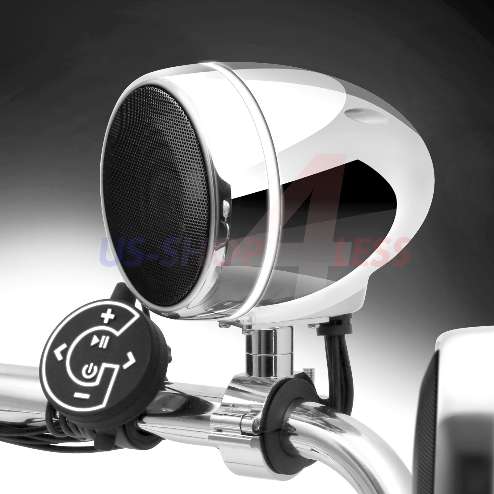 Waterproof Bluetooth Motorcycle Stereo LED Speaker Amp USB System Harley Chrome