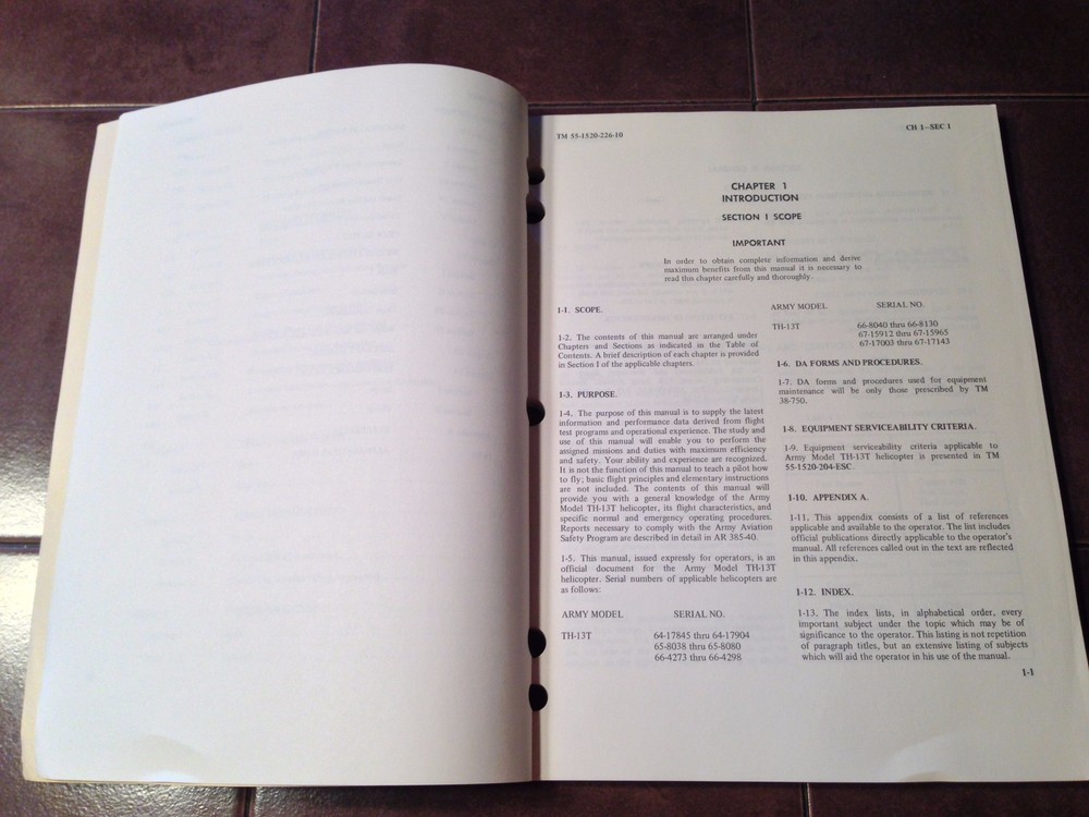 Bell Sioux TH-13T Helicopter Operators Manual
