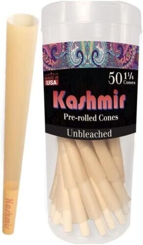 Kashmir Cones Classic 1-1/4 Size | 50 Pack | Natural Pre Rolled Rolling Papers