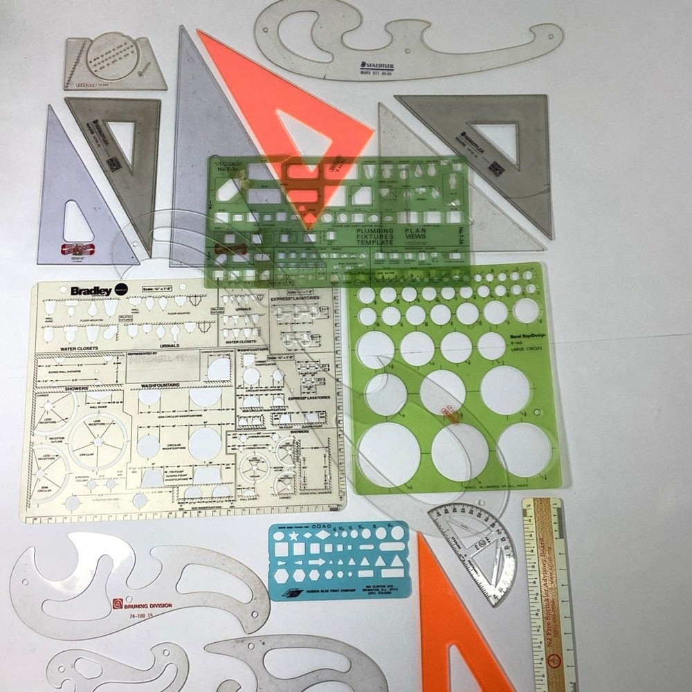 Drafting Stencil Template Lot Engineering Math Art Drawing Geometry Architecture