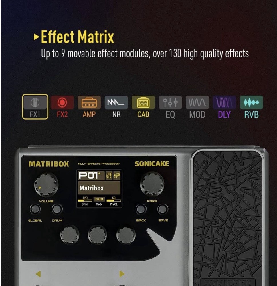 SONICAKE Matribox - Guitar Multi Effects Processor with Expression Pedal, Wit