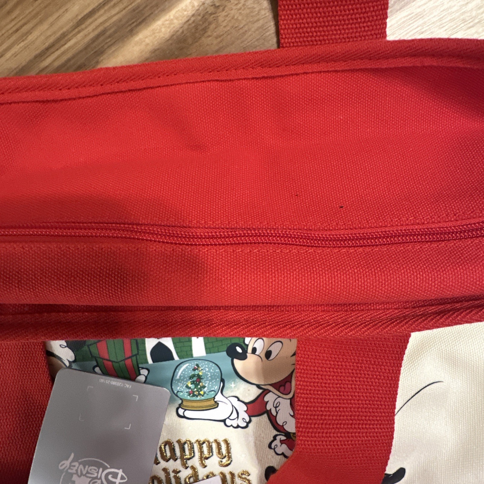 WALT DISNEY WORLD MERRY CHRISTMAS CANVAS TOTE BAG HAPPY HOLIDAYS MICKEY MINNIE