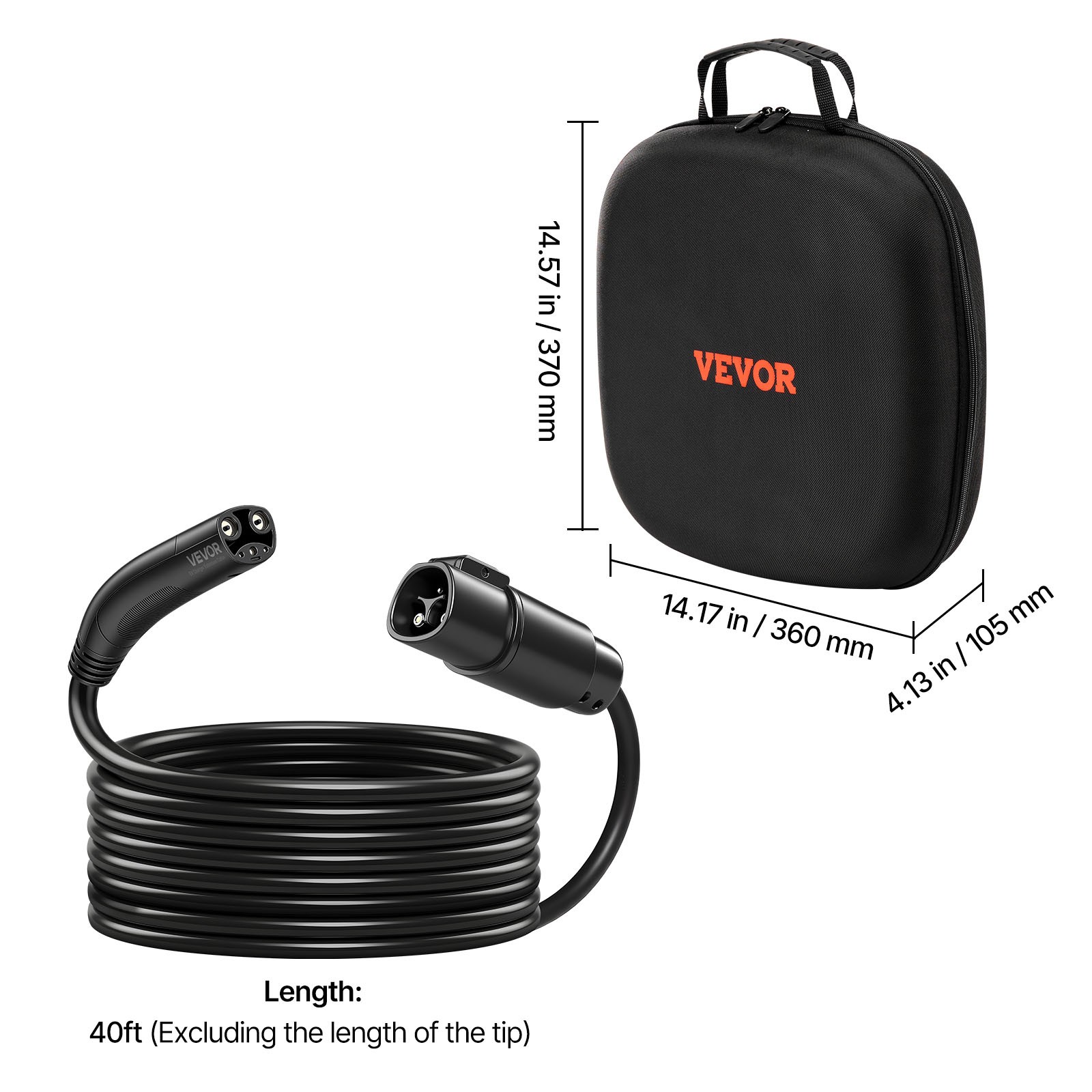 VEVOR EV Charger Extension Cable for Tesla Extension Cord 48A 40 ft 240V 11.52kW