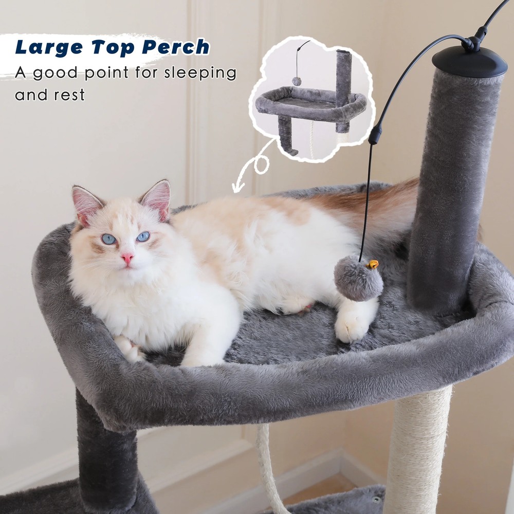 Vibrant Life 58.5inch Multi Level Cat Tree Tower with Interactive Dangling Ball