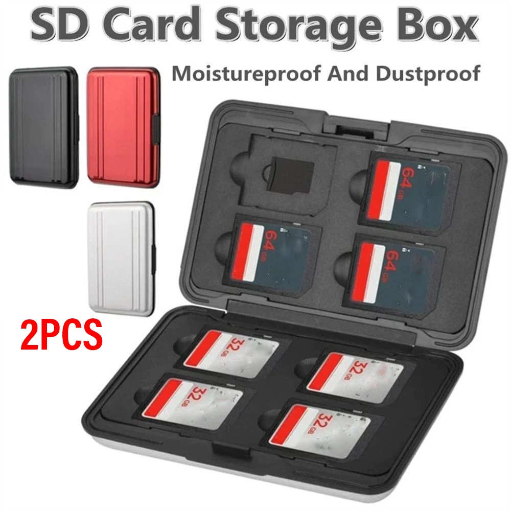 2PC Water Resistant Holder Storage Memory Card Case Fits 8 SD+8 Micro SD TF A832