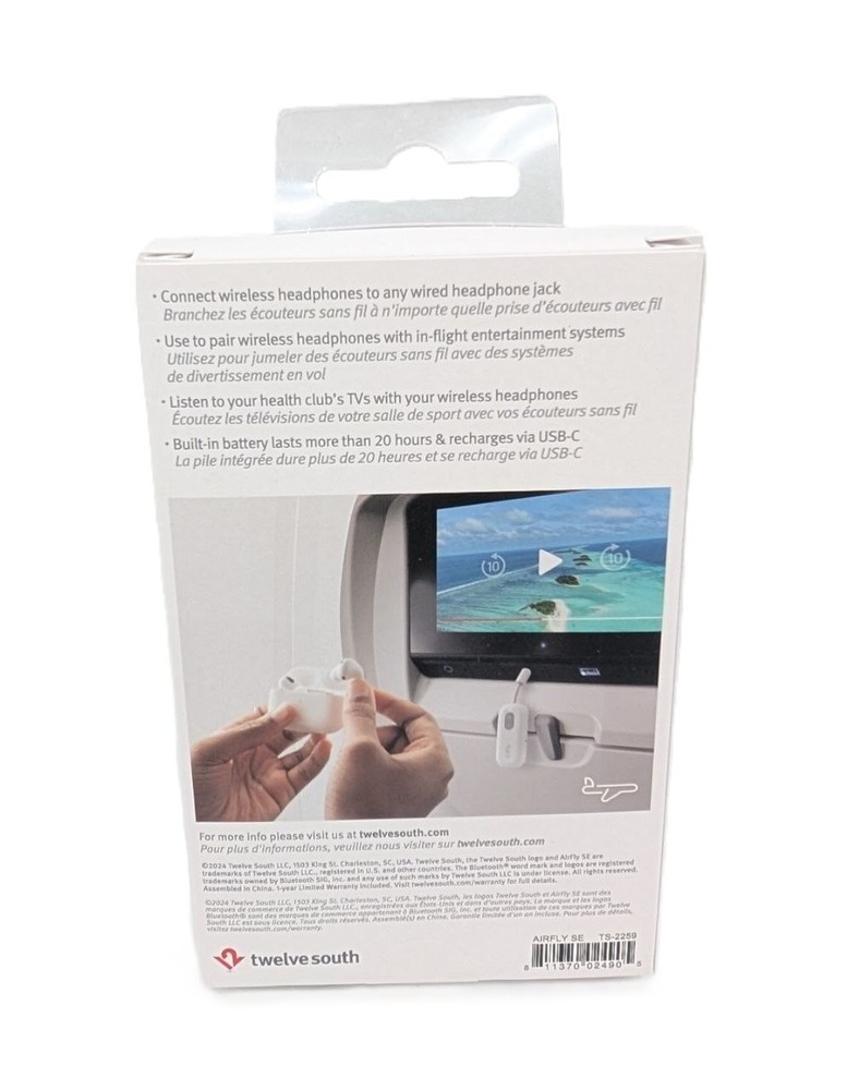 Twelve South AirFly SE Bluetooth Audio Transmitter Adapter