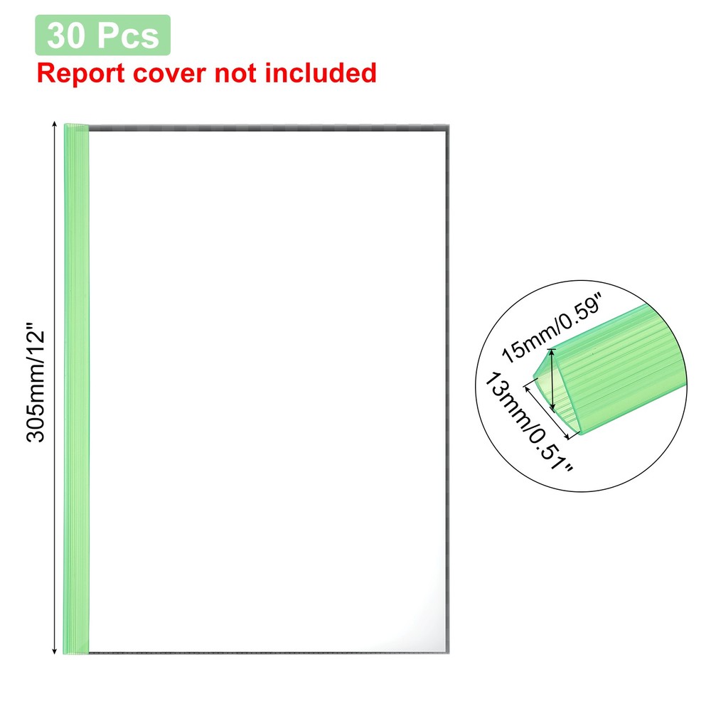 30Pcs 13x15mm Binding Bars, 120 Sheets Capacity, Transparent Green