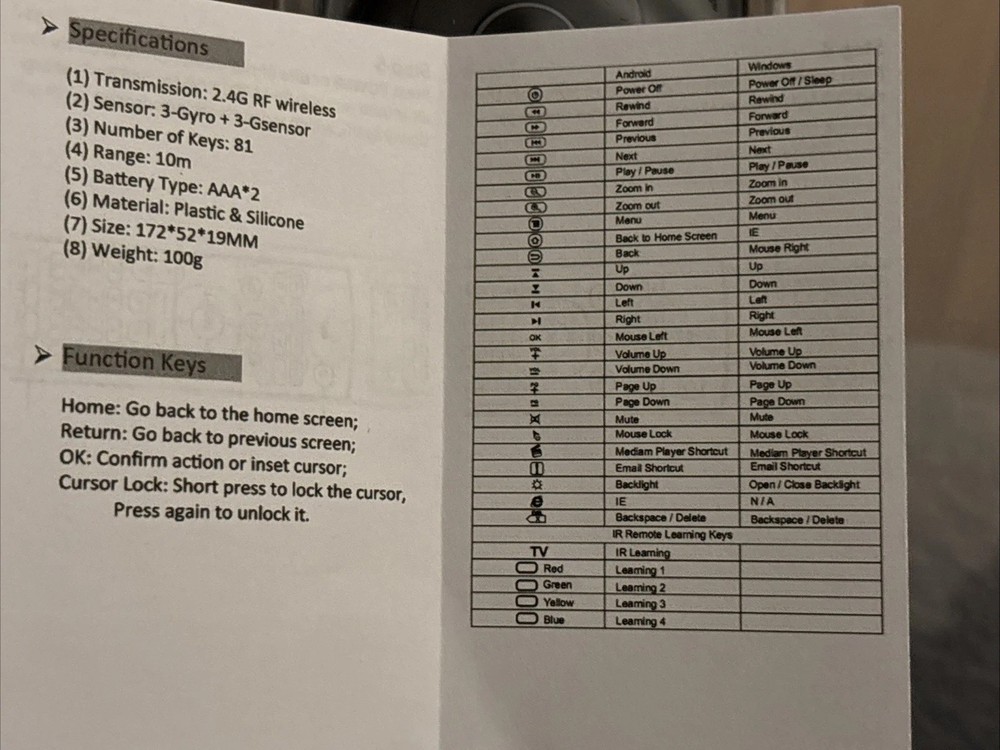 Air Mouse 2.4G Motion Sensing Wireless Keyboard Pointer Curser Mouse Backlight