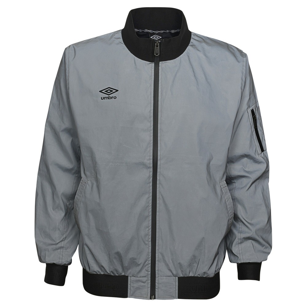Umbro Men's Full Zip Reflective Jacket, Silver Reflective