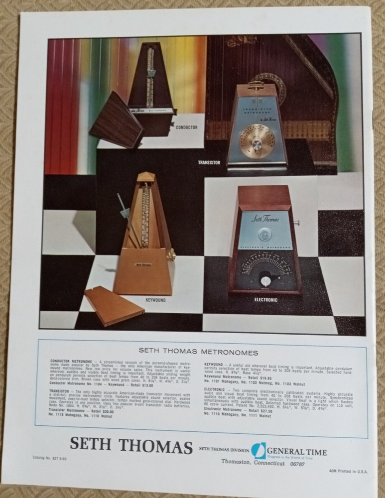 Original Seth Thomas Clock Catalog 827 6-69 20 Pages