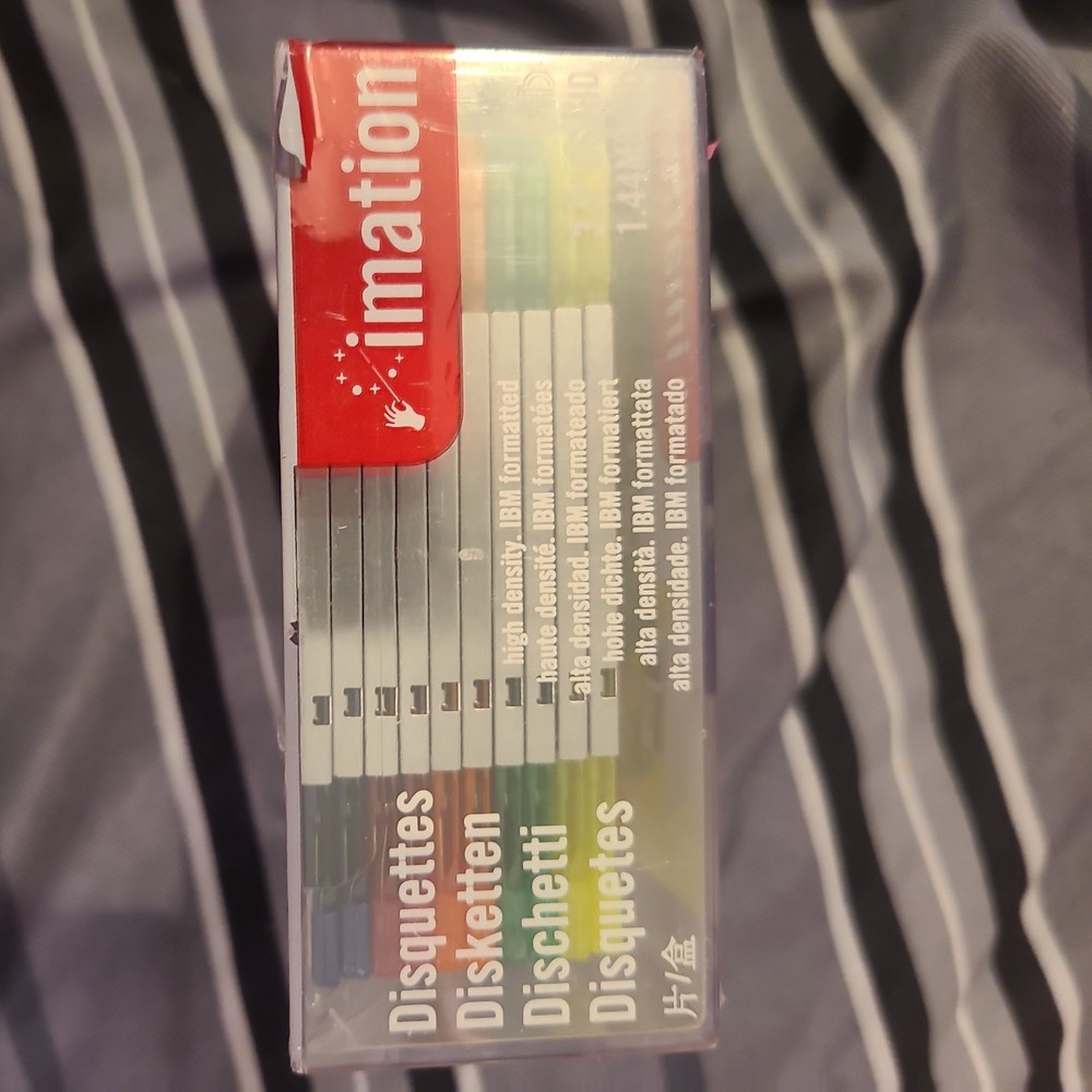 Imation Neon Diskettes 10 Pack IBM Formatted Brand New Sealed