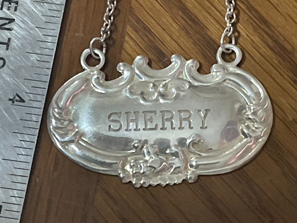 WEBSTER Sterling Silver Sherry Bottle Label Decanter Tag