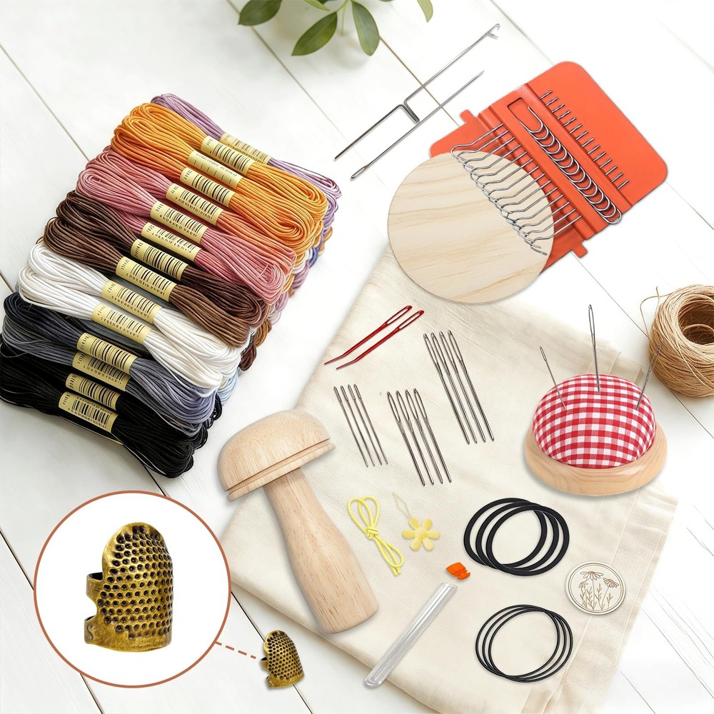 Speedweve Darning Mini Loom Kit with 50 Threads for Quick Clothing Repairs