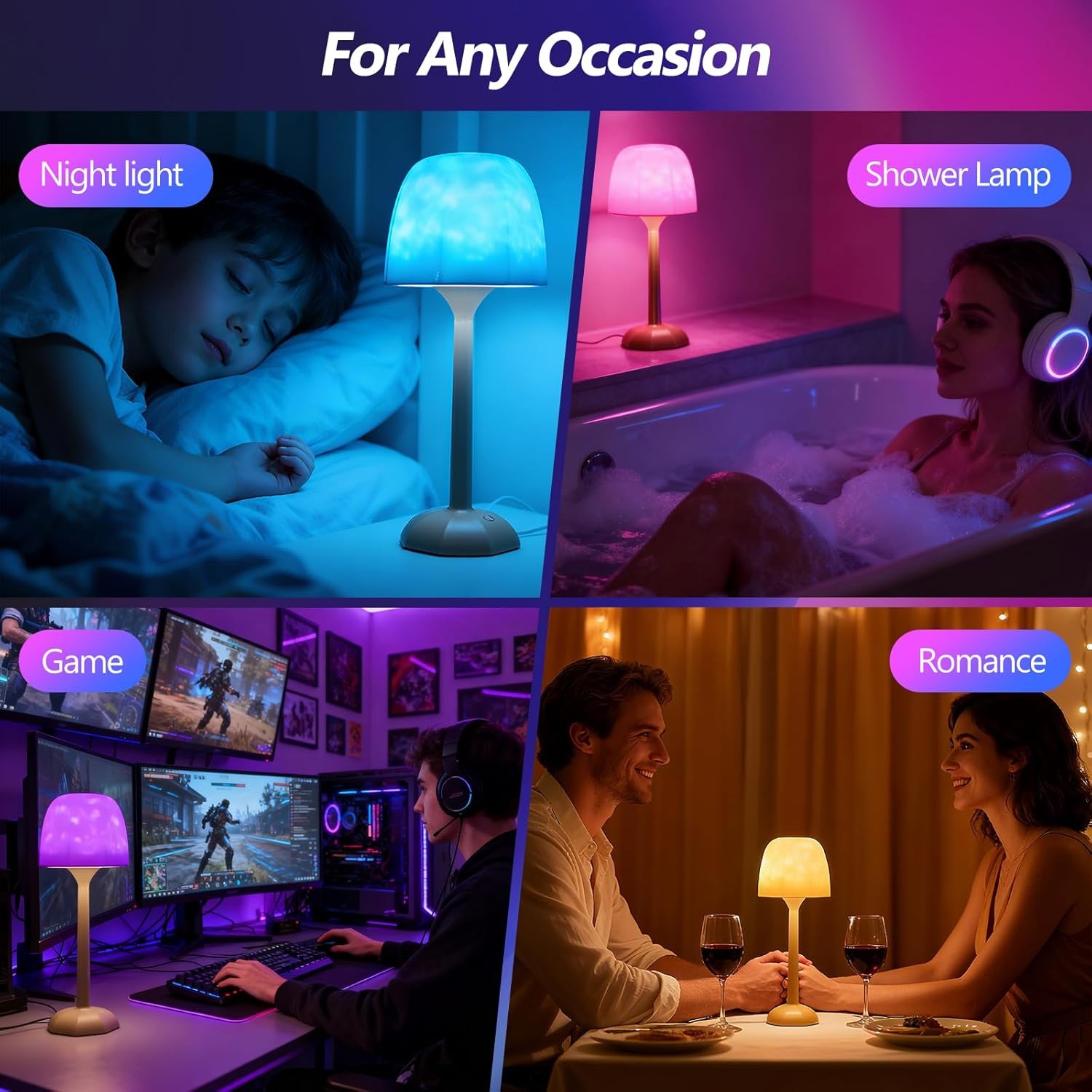 Waterproof Shower Lamp, Night light with 16 Color Ocean Wave Projector Light