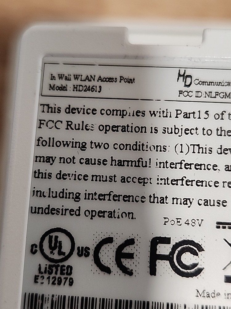HD Communications In Wall WLAN Access POINT.