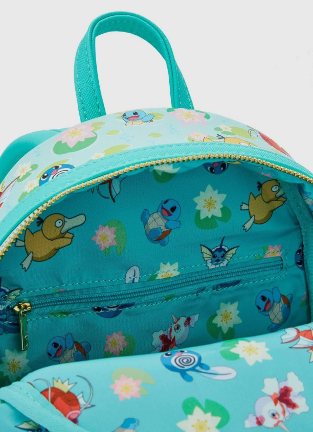 Loungefly Mini Backpack: POKEMON Water Type Lily Pad Blue All Over Print