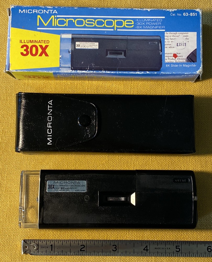 Vintage Micronta Working Microscope 30X Portable Pocket Handheld Illuminated