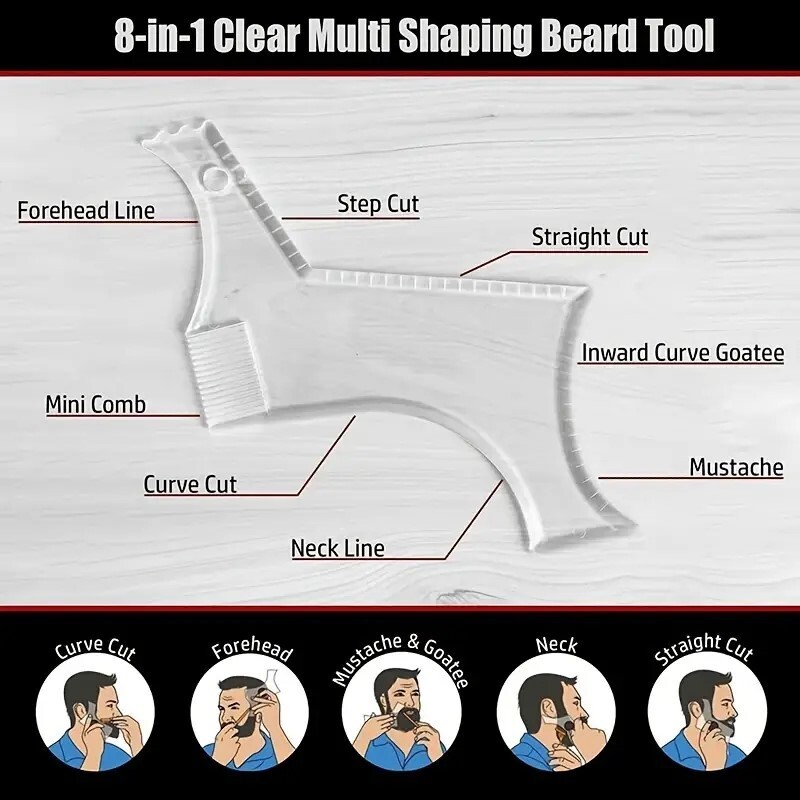 Beard Ruler, Beard Styling Tool, Beard Styling Comb, Beard Template Styling