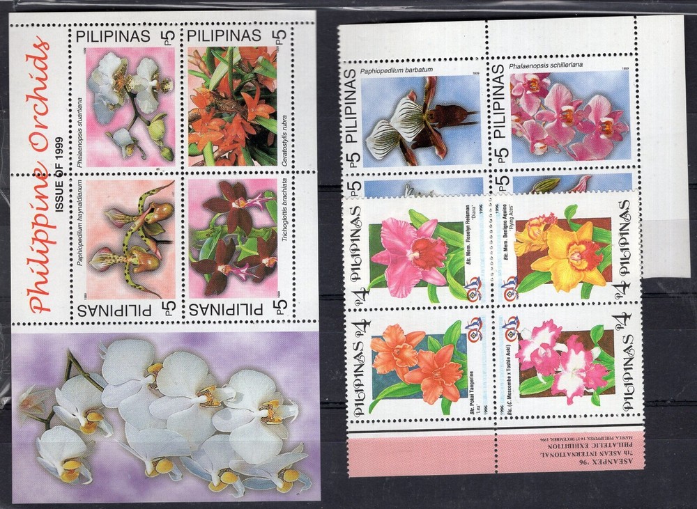 PHILIPPINES, FLOWERS (ORCHIDS), 3 DIFFERENT BLOCKS, MNH, VF