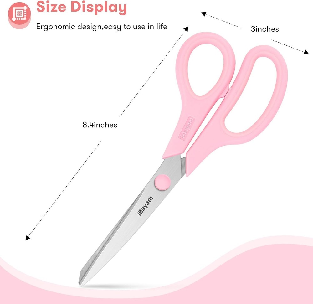 Scissors, 8" All Purpose Scissors Bulk 3-Pack, Ultra Sharp 2.5Mm Thick Blade Sh