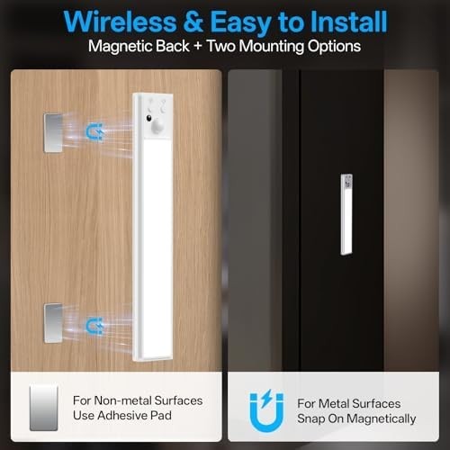 under Cabinet Lights Wireless with Remote Control Dimmable Battery Operated LED