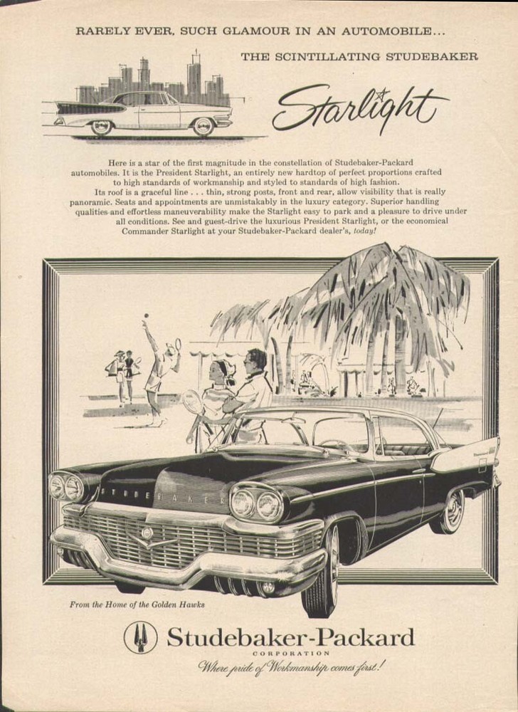 Studebaker Starlight Scintillating ad 1958