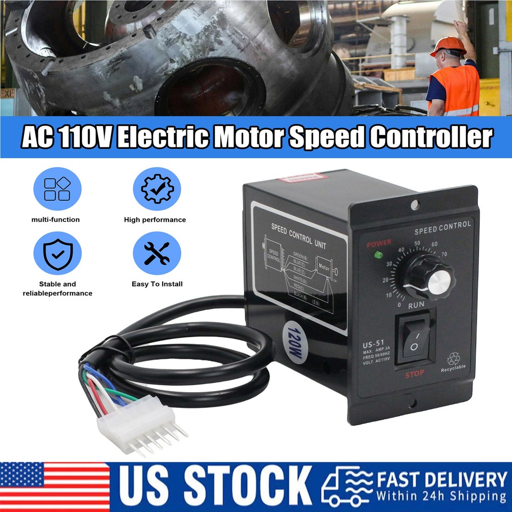 120W DC Motor Speed Controller Micro Gear Sensor AC110V to DC90V Forward Reverse
