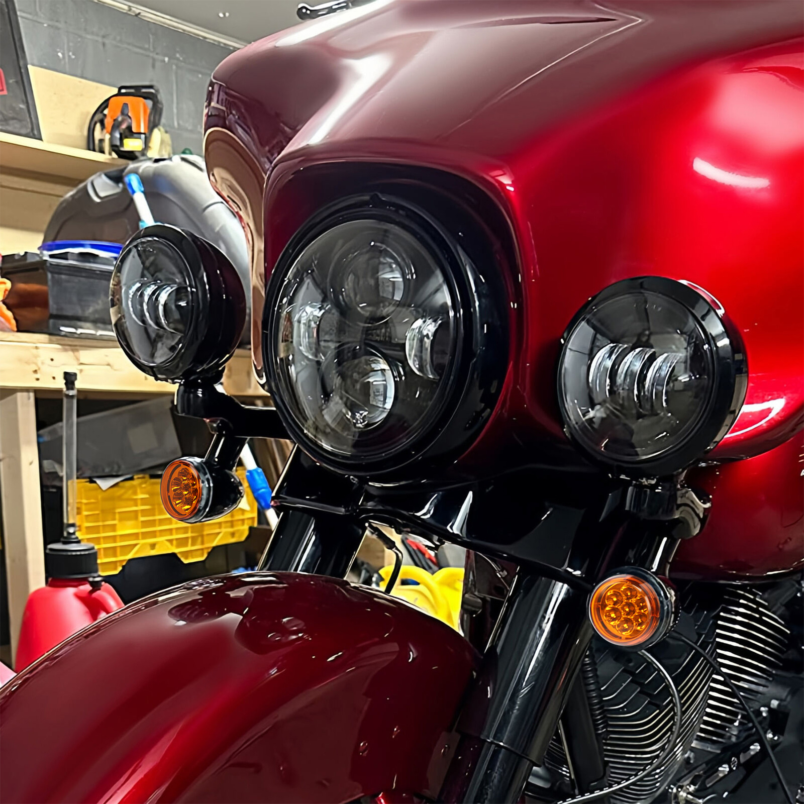 4.5" Auxiliary LED Spot Fog Light Turn Signal Fit For Harley Street Glide 94-13