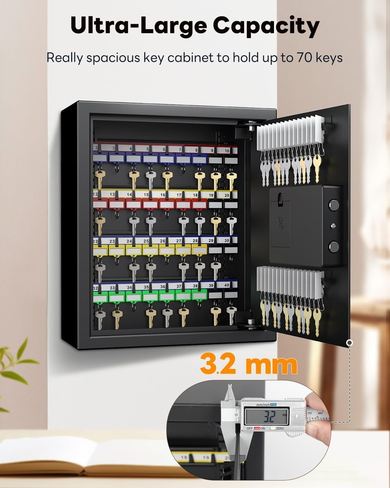 70 Position Key Cabinet with Combination & Key Lock Wall Mounted Security Keys S